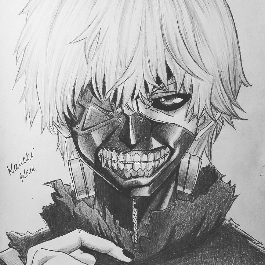 My first attempt at drawing a character from an anime Kaneki from Tokyo  Ghoul  ranime