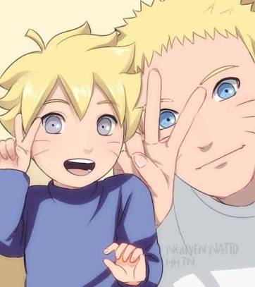 Naruto e Hinata - filhos Boruto e Himawari