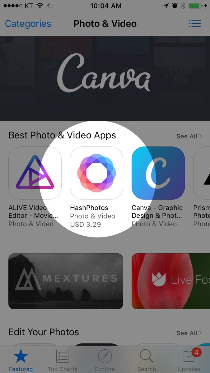 hashphotosapp's tweet photo. HashPhotos is featured in Photo &amp; Video category of US and Korea App Store. #hashphotos #appstore #featured https://t.co/HTSKN4YXAG