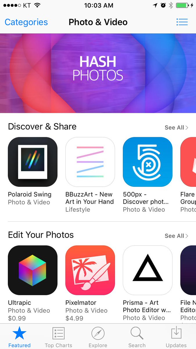 hashphotosapp's tweet photo. HashPhotos is featured in Photo &amp; Video category of US and Korea App Store. #hashphotos #appstore #featured https://t.co/HTSKN4YXAG