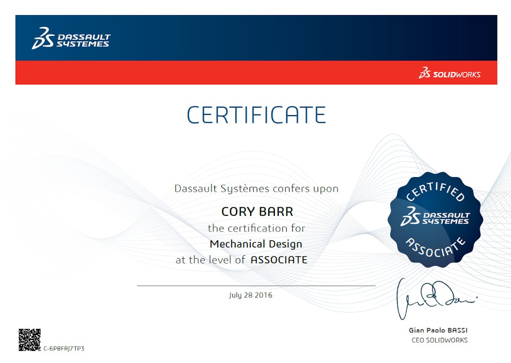 I am now certifiably less dangerous in SolidWorks.