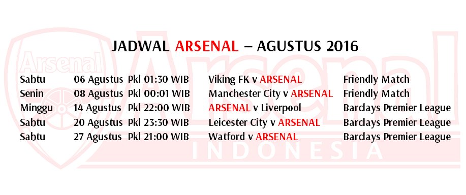 ID_ARSENAL's tweet photo. Sudah bln Agustus, artinya kurang 2 pekan lagi Liga Inggris kembali bergulir. Berikut jadwal #Arsenal utk bln ini : https://t.co/5o1eVHVnqH