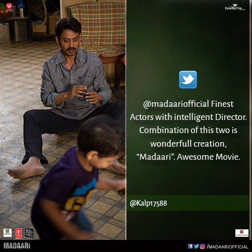 Struggles of the common man have been put forth brilliantly by <a href="/irrfank/">Irrfan</a> &amp; #NishikantKamat. #Madaari in theaters NOW!