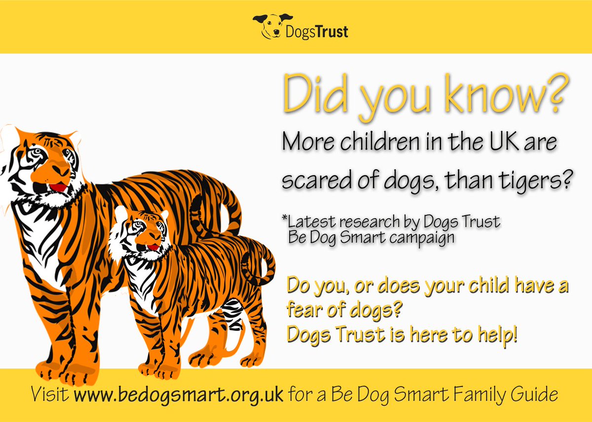 More children in the UK are scared of dogs, than tigers. Find out how <a href="/DogsTrust/">Dogs Trust 💛🐶</a> can help! bedogsmart.org.uk