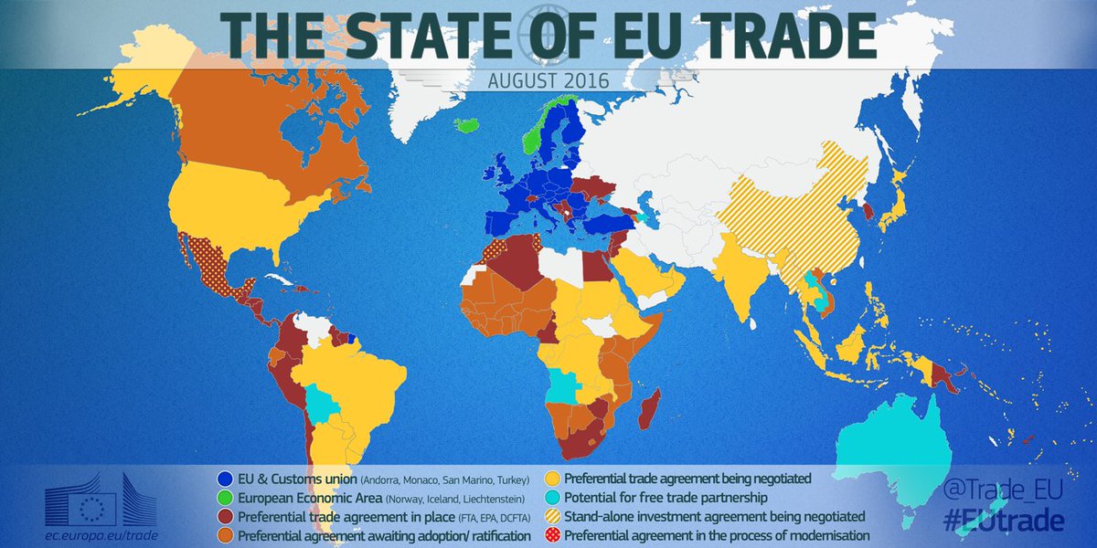 This is the state of #EUtrade with the world. 🗺🇪🇺 Country-by-country info 👉 bit.ly/EUtradeAgreeme…