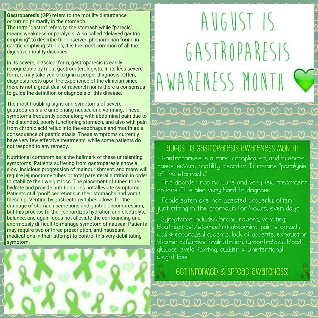 BarbarannKym's tweet photo. August is #gastroparesis awareness month💚5,000,000 people have Gastroparesis(I am one of them) #gpawareness #spoonie https://t.co/4tv124wuFH