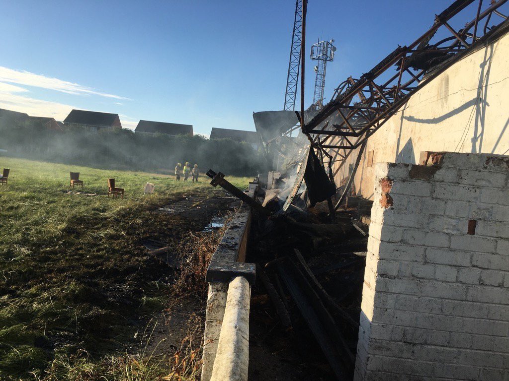 TheBootifulGame's tweet photo. So sad to see @LouthTownFC's former home in Louth like this after a fire overnight! https://t.co/hRigDeHgWq