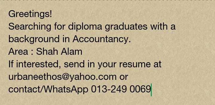 UrbaneEthos's tweet photo. VACANCY for Diploma Graduates in Accounting!
@Oh_KerjaKosong @PartTimeKL @ohkerjakosong4u @AccountingMY_ https://t.co/iMMaKOPLOJ