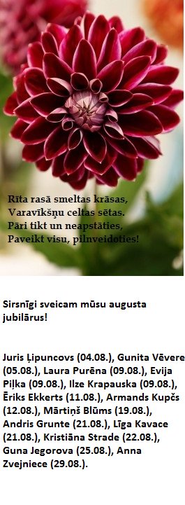 OFonds's tweet photo. Sirsnīgi sveicam mūsu augusta jubilārus! https://t.co/g6rdpXx6FD