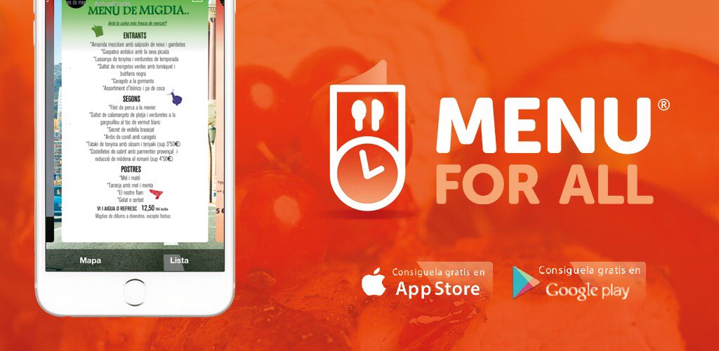MenuForAll's tweet photo. ¡Ya estamos en #barcelona! ¿Tienes un #menudeldia espectacular? info@menuforall.com #app #menudeldia #startup #menu https://t.co/PkM9SLqt4j