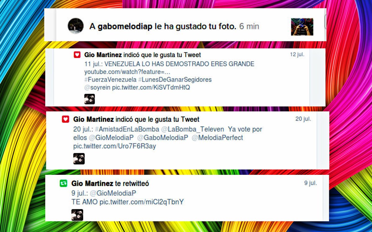 taivicnazareth2's tweet photo. @GioMelodiaP  Esto me encanta ... Graciaas los amo 
@GaboMelodiaP https://t.co/wUHXSnP0Mk