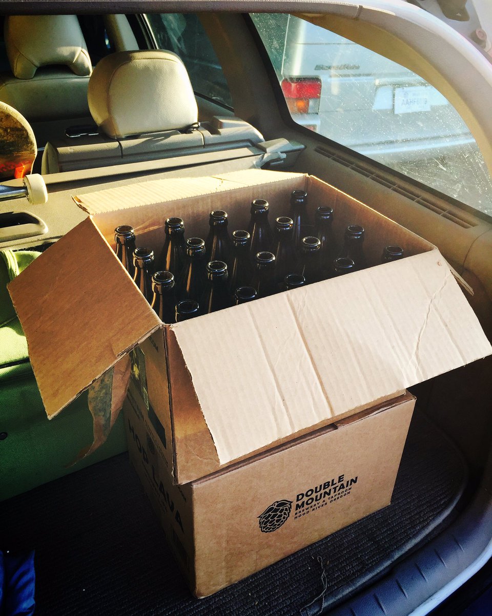 #doublemountain empties loaded &amp; ready for a trip home #montana to #hoodriver Recycling=good Reusing=better