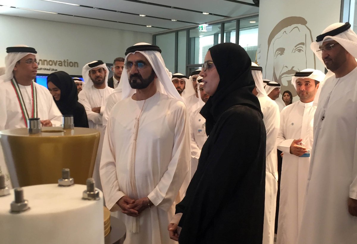 MasdarInst's tweet photo. @HHShkMohd discusses with Dr.AlMarzouqi #MasdarInst’s efforts to develop a  sustainable &amp;alternative fuel with #SBRC https://t.co/7FPyBb4ooo