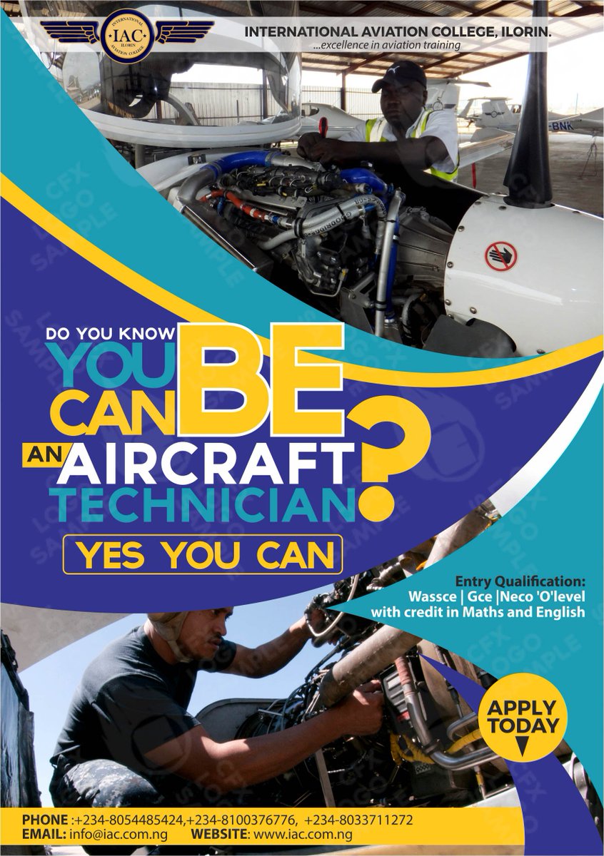 IAC_Ilorin's tweet photo. Admission is still on for both our Flight Dispatcher and Aircraft Technician Course.BEAT THE RUSH AND APPLY NOW!!! https://t.co/ziXWkhkqzF