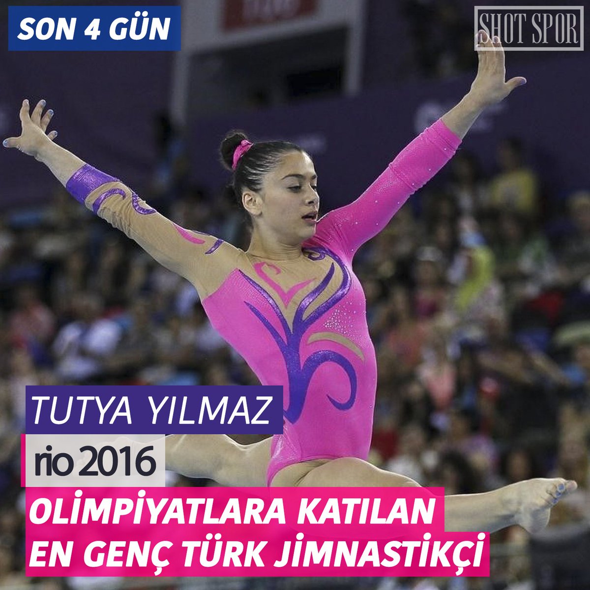 #RioYolunda Son 4 Gün !
Olimpiyatlara katılan en genç Türk jimnastikçimiz Tutya Yılmaz'a Başarılar !