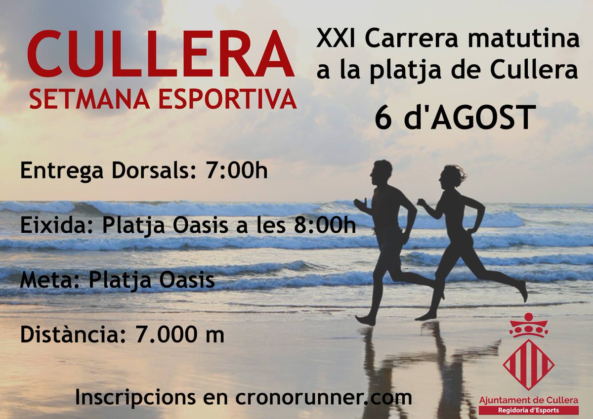 visitcullera's tweet photo. ¿Preparados para el deporte? Correr nos gusta pero si es a la orilla del mar, más encanto todavía 😊 😏 6 de Agosto https://t.co/uiRvjePF5k