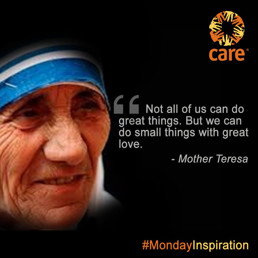 CAREIndia's tweet image. Inspiring words by Mother Teresa to help you start your week on a positive note.
#MondayInspirations