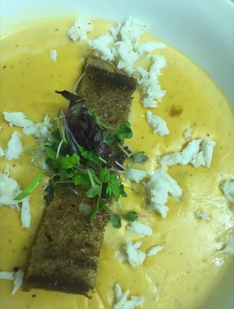 Route23Cafe's tweet photo. Lobster crab bisque with grilled cheese crouton https://t.co/mn4Qfu7BQ7