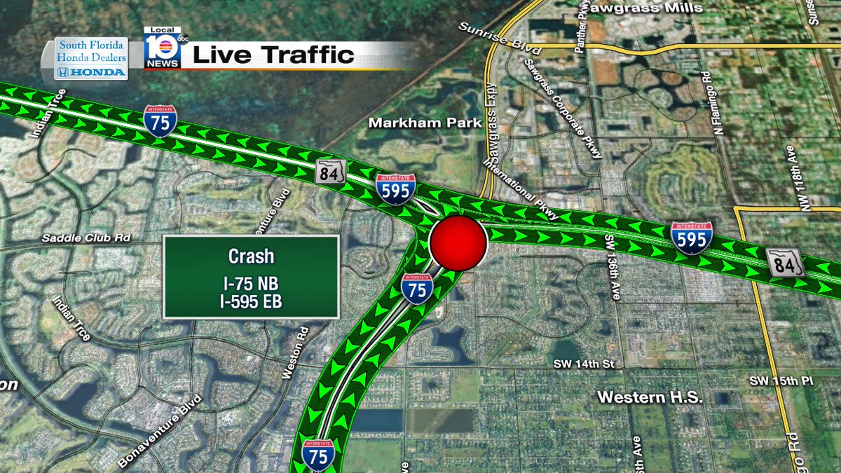 Crash on I-75 NB at I-595 EB #TRAFFIC https://t.co/h2W5jZ96HQ