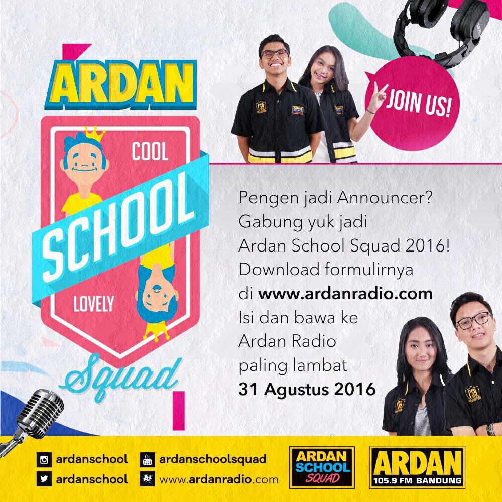 Are you ready to be the next Ardan School?
Join now!

download formulir di ardanradio.com

#ArdanSchool2016