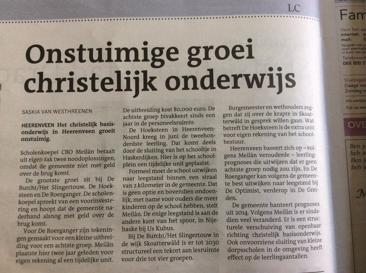 Cbsderoerganger's tweet image. Groei @cbo_meilan @Cbsderoerganger #cbsdehoeksteen en #cbsdeburcht in Heerenveen (Leeuwarder Courant, 1 augustus)