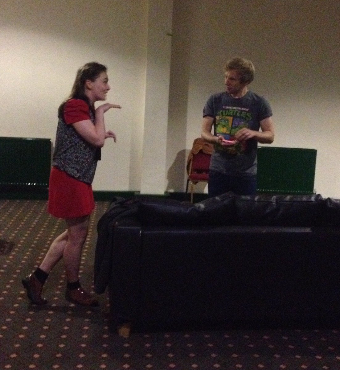 NTWSkillSwap's tweet photo. .@abbieleighedwa2 and @PeterScott8 working on an piece of promenade theatre at #ntwWorkout https://t.co/QvuRs8tqVo