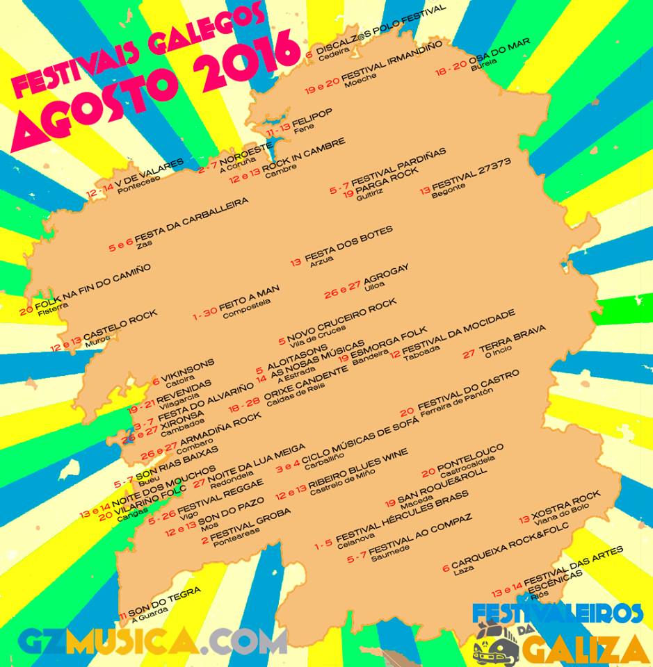 GZmusica's tweet photo. Xa estamos en agosto e temos moitas citas festivaleiras. Aquí tes o noso mapa cos festivais,deste mes! https://t.co/fFJGbl8wHU