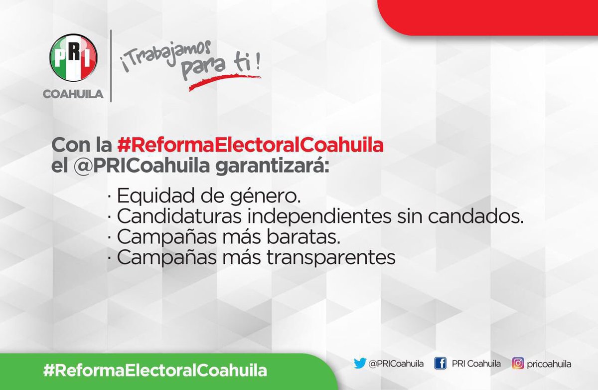 PRICoahuila's tweet image. Con la #ReformaElectoralCoahuila los #Diputados del @PRICoahuila garantizarán: