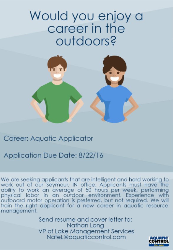 Aquatic_Control's tweet image. We are hiring! Please help us spread the word. #Hiring #TakeControlCareerEdition