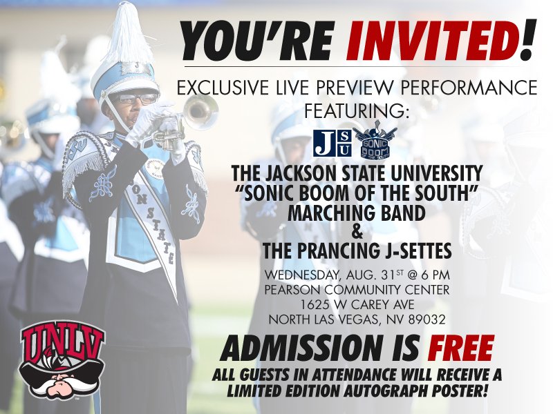 ClarkCountyNV's tweet photo. FREE public performance by JacksonStateUniversity marching band 8.31.16 #PearsonCenter @WeR1400LynchSt @unlv #Vegas https://t.co/RGjJCX0N1T