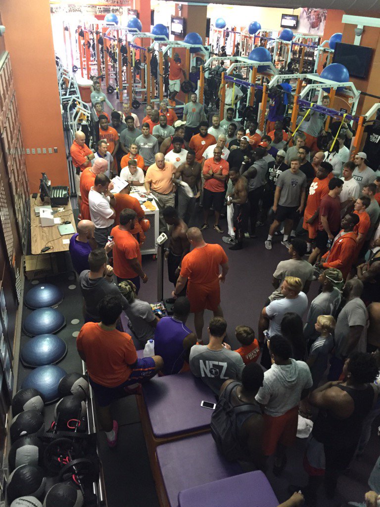 Report Day in Clemson!!!The guys are excited about their 'report weight' after working hard all summer #BigWeighIn