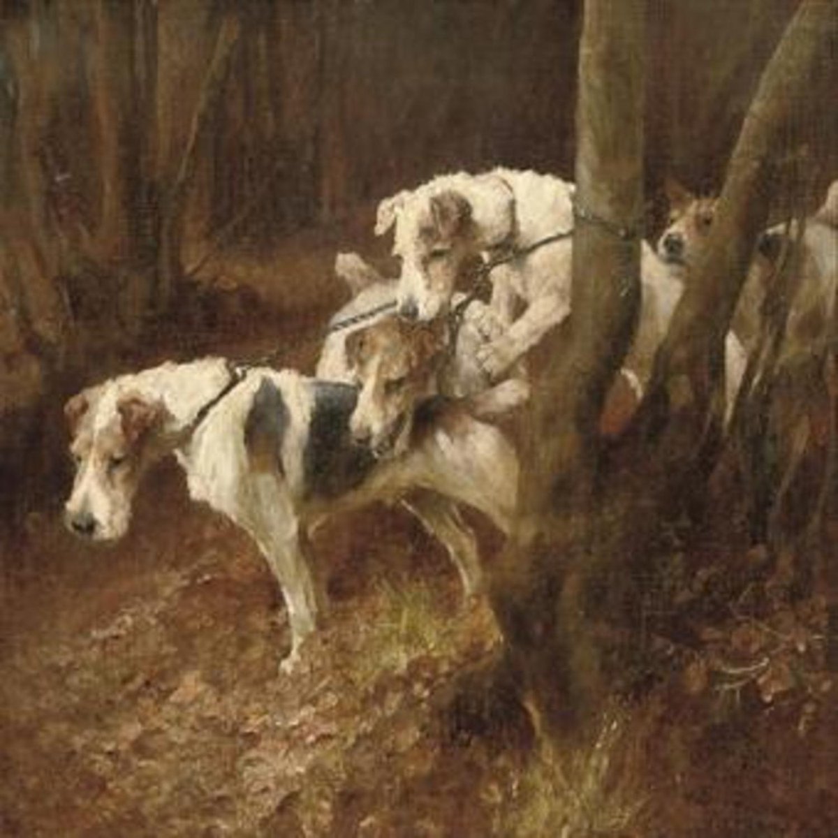 wardlearthur's tweet image. Fox terriers, 22×22in, Sold for $2,139 USD #arthurwardle auctionclub.com/public/histori…