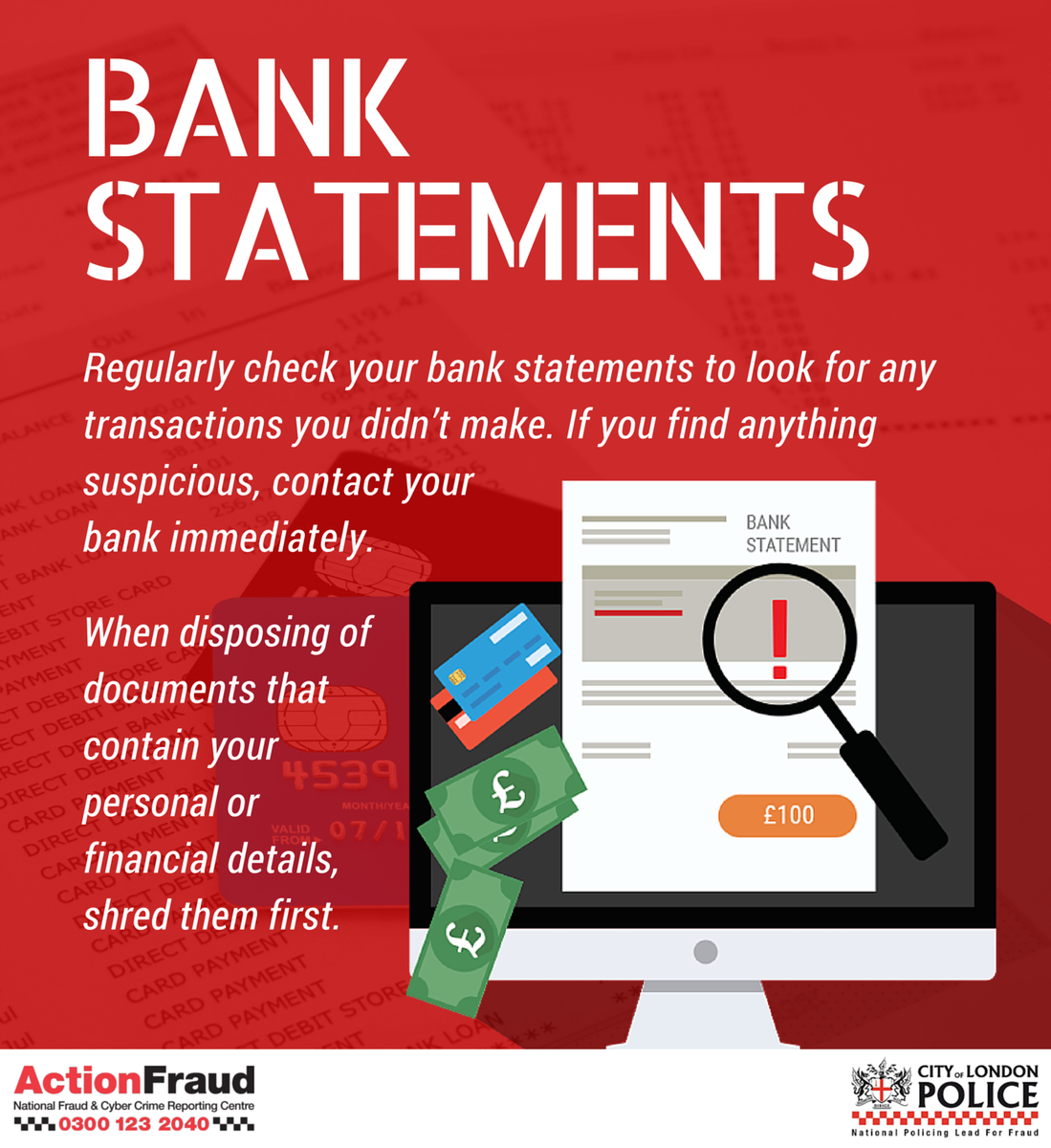 reportfrauduk's tweet photo. You should check your bank accounts at least once a week to protect yourself from identity crime https://t.co/3hXn0HMbPR