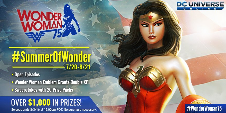 DCUO's tweet image. Don't miss your chance at our #SummerOfWonder #sweeps! RT this #WonderWoman75 pic to enter! ow.ly/Keee302wxf1