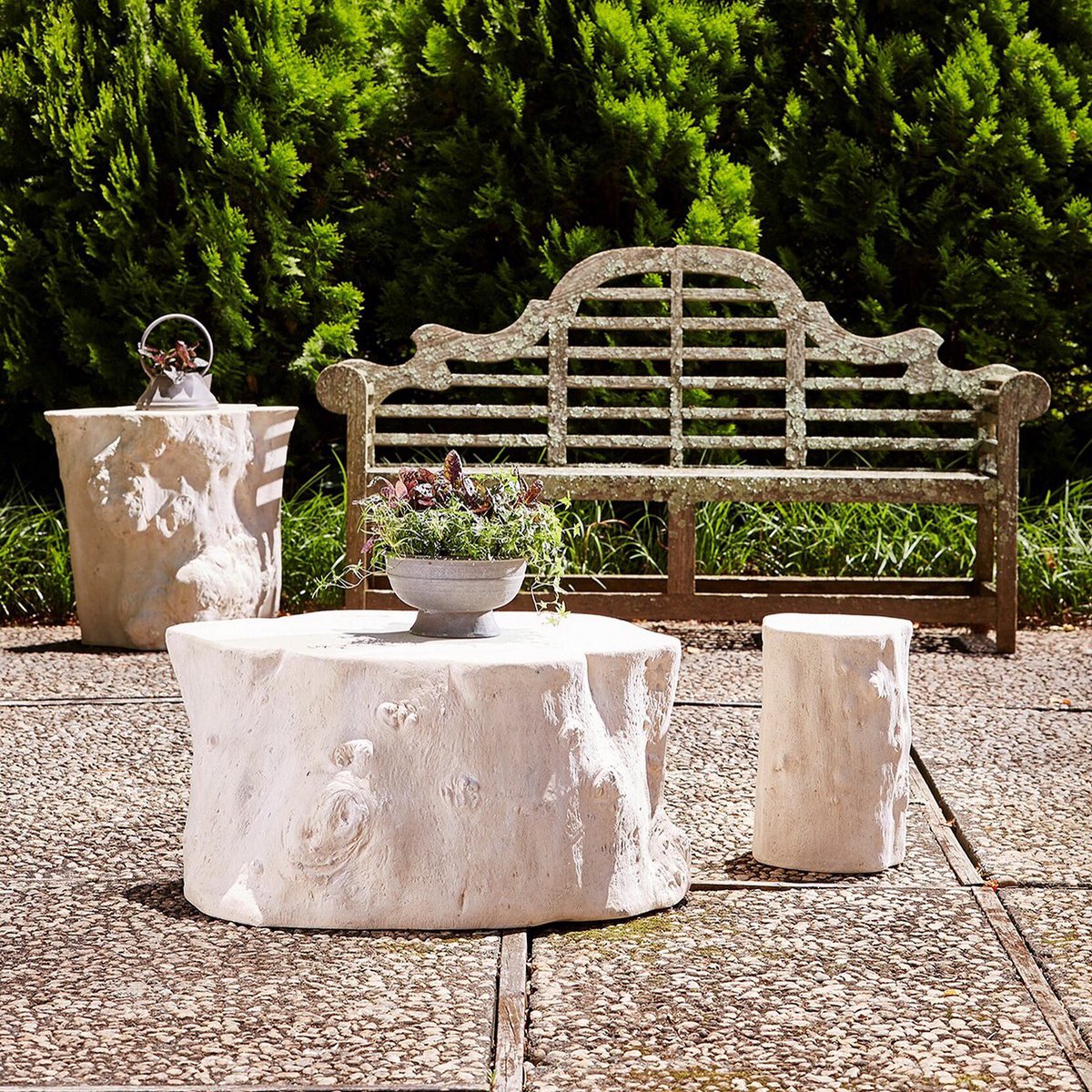 PhillipsCo's tweet photo. #RomanStone #LogTables are cast from actual tree stumps and available in many finishes of indoor and outdoor use. https://t.co/c72dZCK3b9