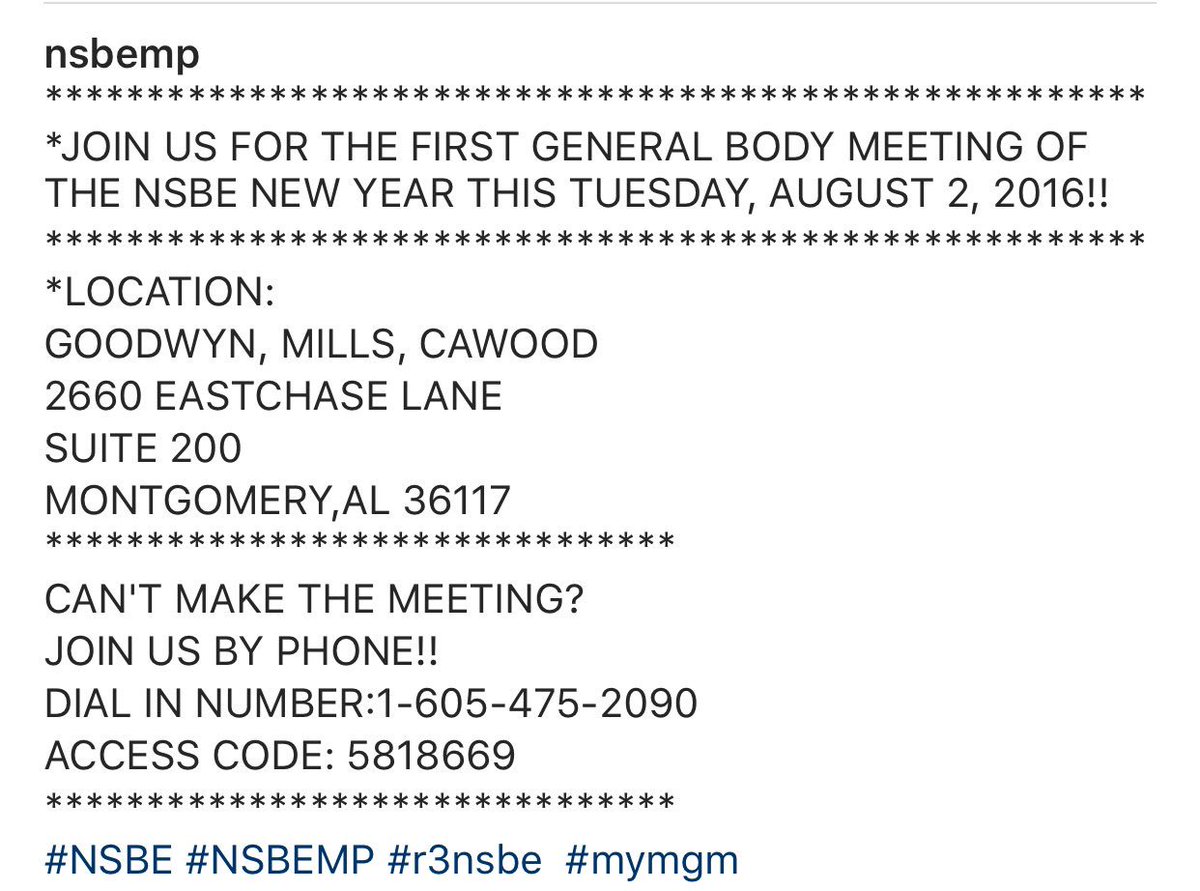 NSBEMP's tweet photo. AUGUST GENERAL BODY MEETING TOMORROW (TUESDAY) August 2,2016 #nsbe #nsbemp #r3nsbe #mymgm https://t.co/o5HniRmjbj
