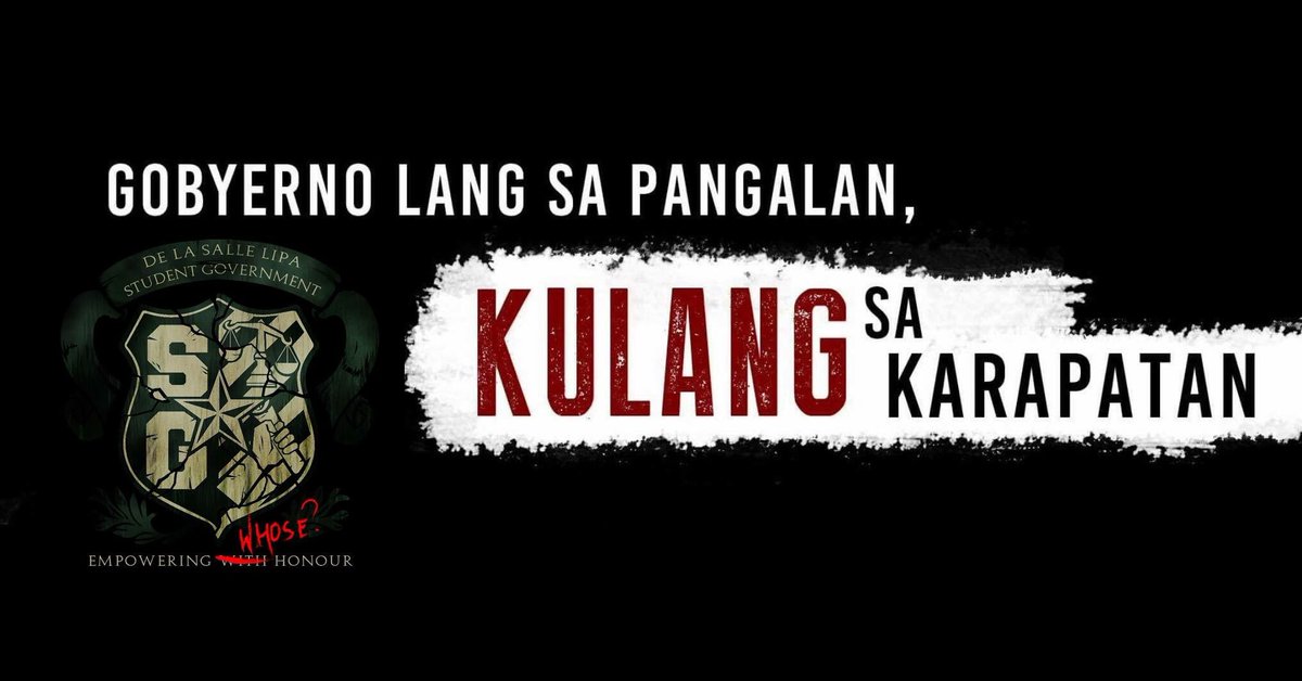 DLSLSG's tweet photo. PAANONG MAGSISILBING BOSES NG MGA ESTUDYANTE ANG BOSES NA HINDI PINAPANSIN#GobyernoLangSaPangalan
#KulangSaKarapatan https://t.co/BvqBrJ9OlJ