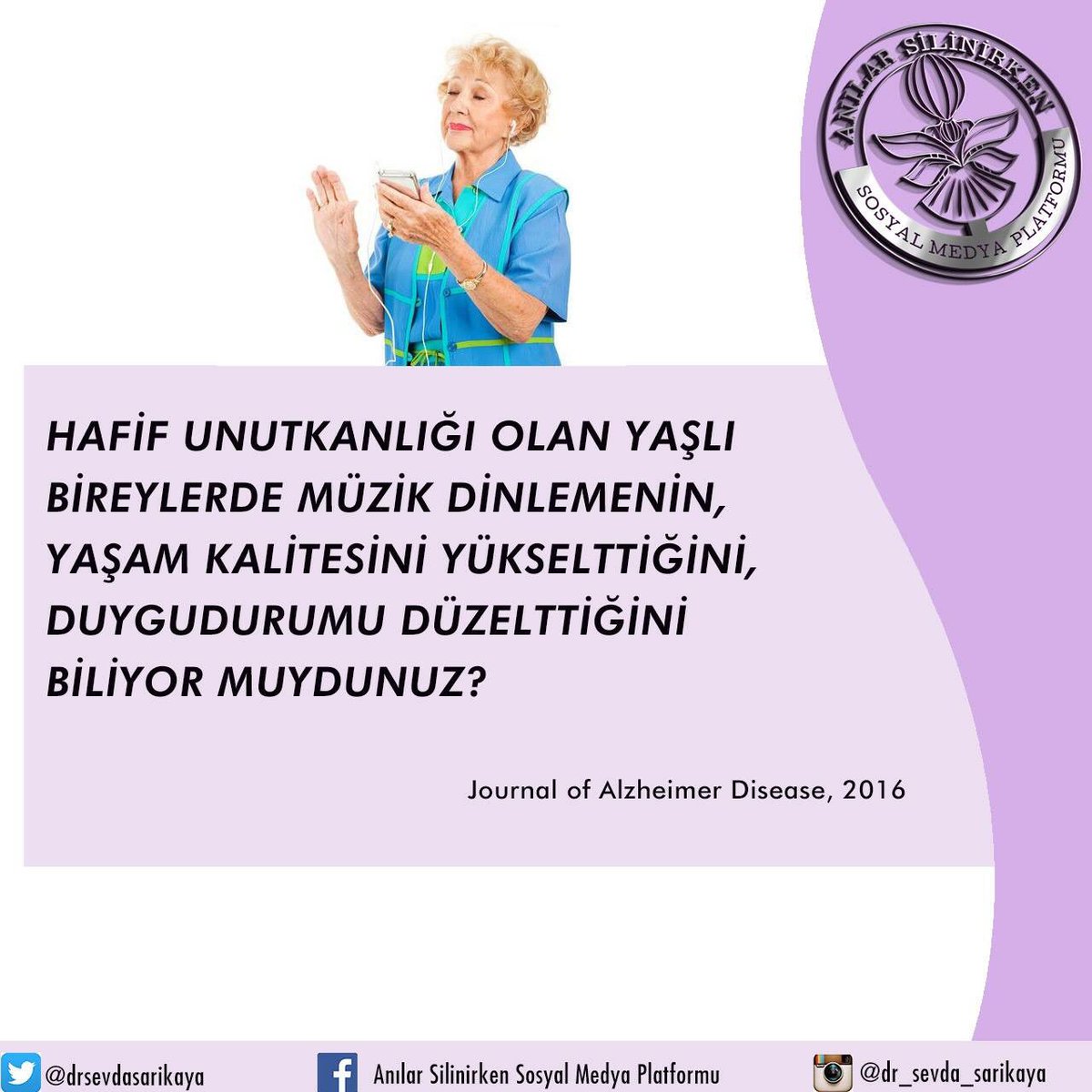 Müzik dinlemenin #unutkanlık ve #uykusorunu yaşayan yaşlılara iyi geldiğini biliyor muydunuz? #alzheimer