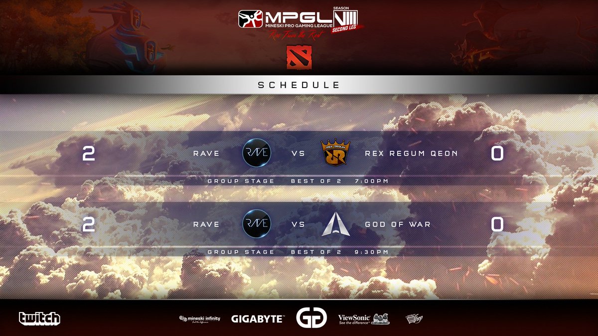 MineskiNews's tweet photo. #MPGL8 Dota2 #Leg2 Day 3 ends with @RaveDota2 being undefeated after 2 series!
#RiseFromTheRest https://t.co/CnvZDUNHTf