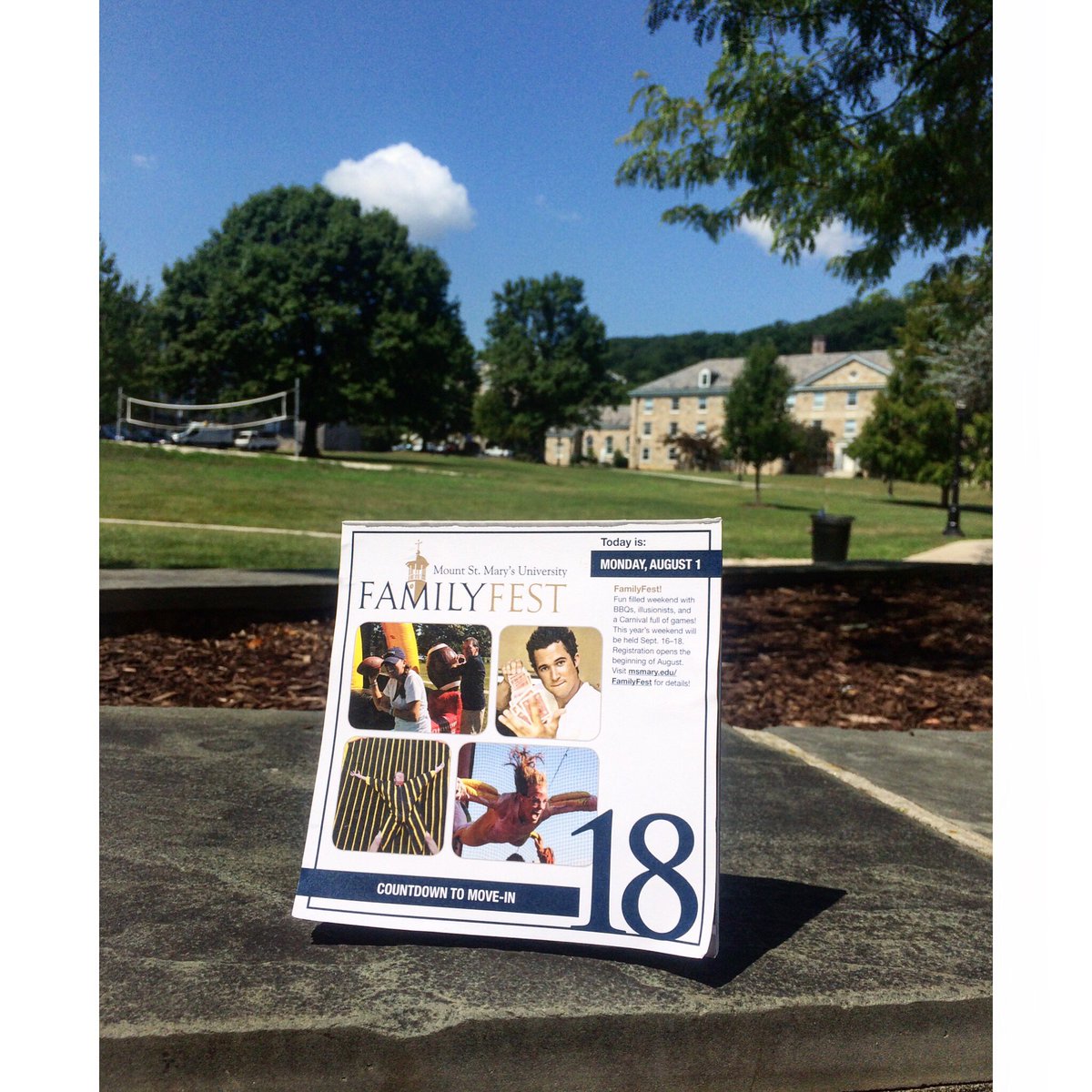 MountAdmissions's tweet photo. 18 Days 🗻 Remember to sign up for Family Fest! Registration opens soon and space fills up fast! #MSMUClassOf2020 https://t.co/UuRd0SU1fi