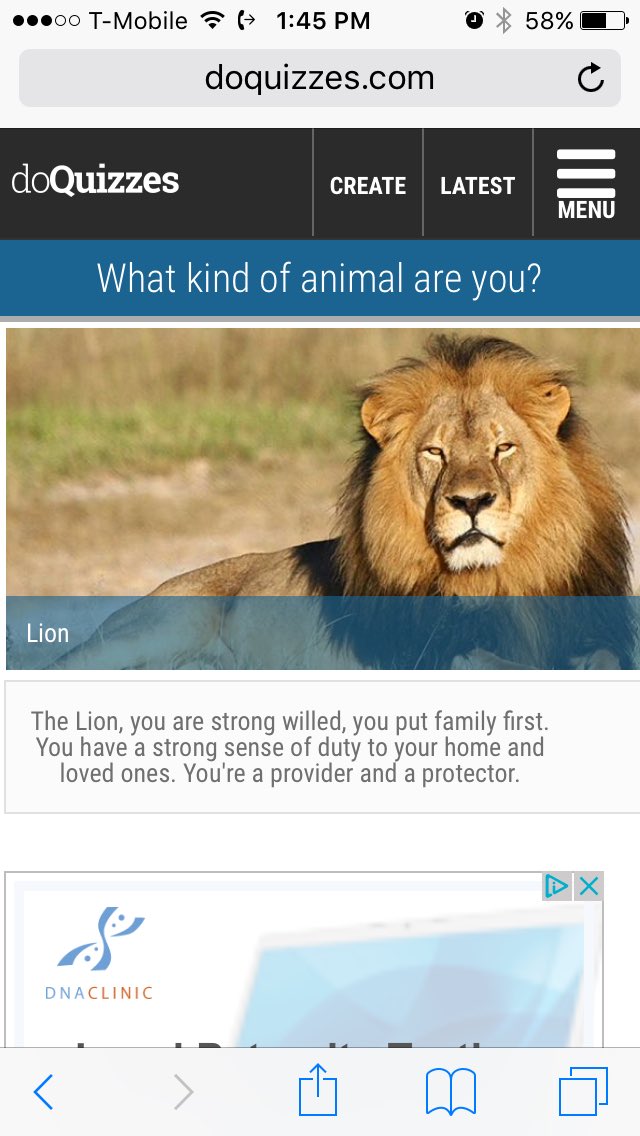 YuTunder's tweet image. Ok so I took a quiz on what animal I am and I got a lion!
Roar