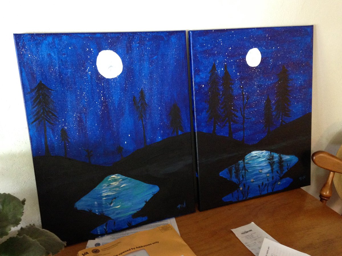 fuzzycamels's tweet photo. Tom and I did a painting class together. If you know Tom, that was quite an accomplishment!! Tom's on left. https://t.co/MPLIrYBXHv