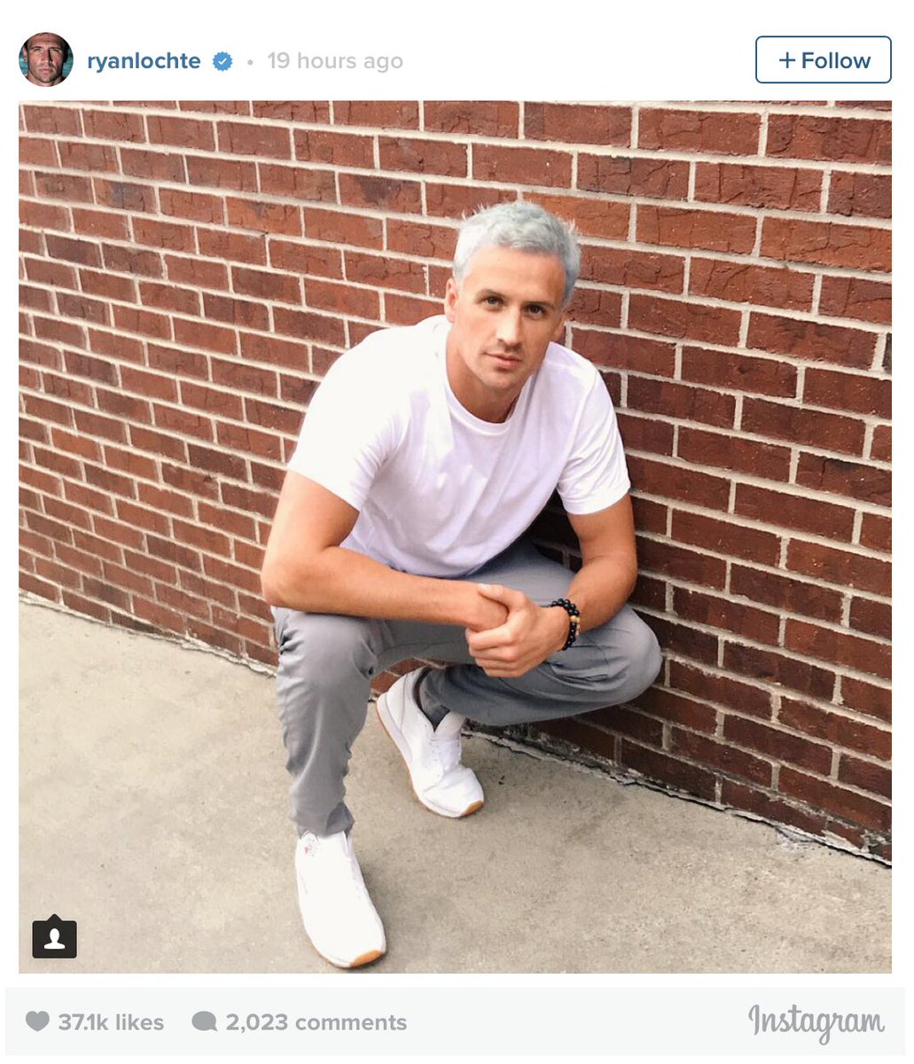 The_FSC_'s tweet photo. I’m digging @RyanLochte’s new Silver Fox look. See, fellas, you can have some fun w your do, too! #mensstyle https://t.co/ByTHX7ORnu