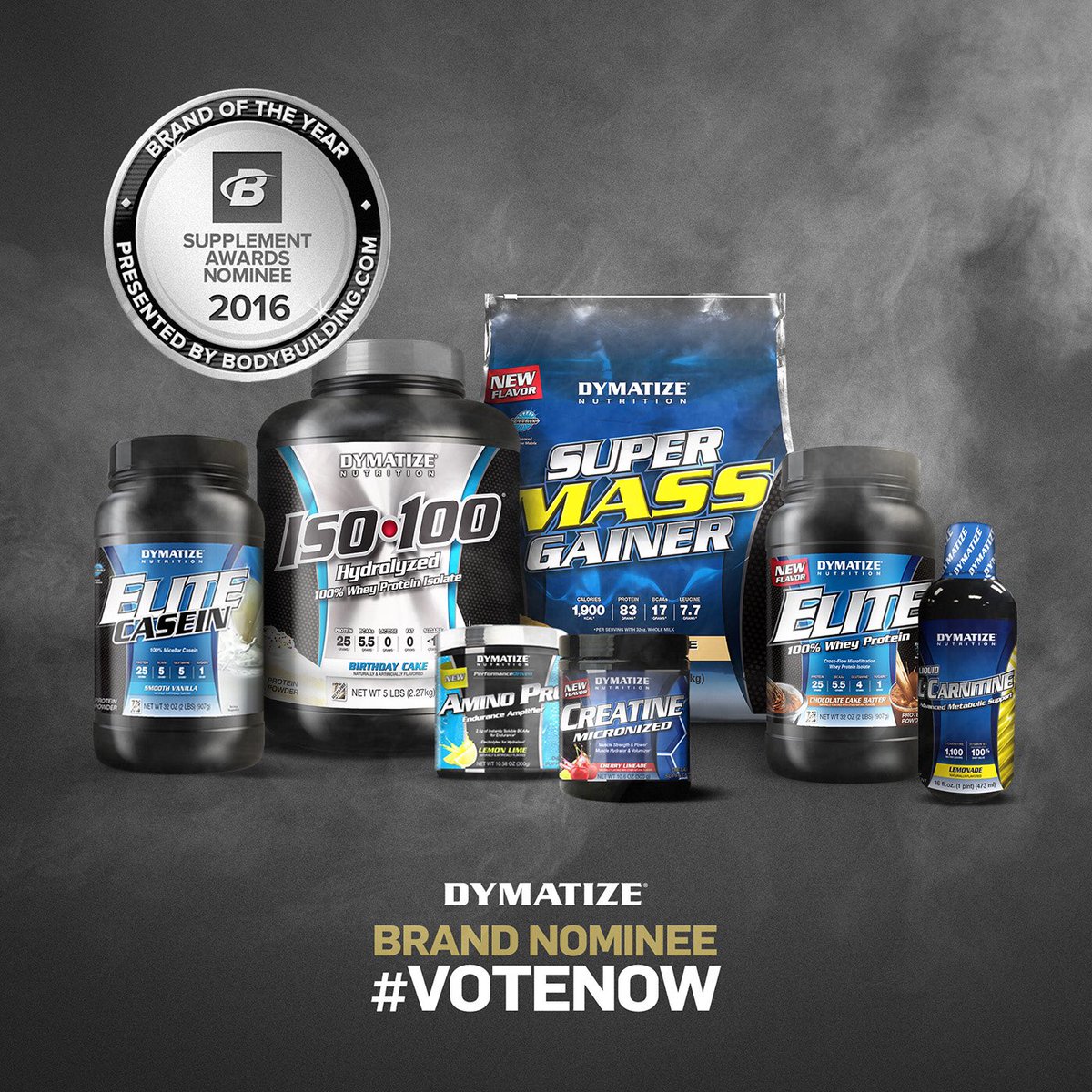 dymatize's tweet photo. Vote now for Dymatize https://t.co/g0Hq6R69sj at the @Bodybuildingcom 2016 Supplement awards! #dymatize #1isolate https://t.co/ShbU6dvvu2