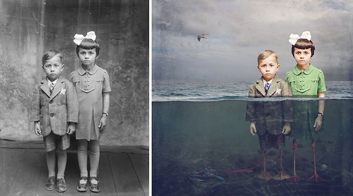 mymodernmet's tweet photo. This artist turns historical photos into colorfully whimsical composites https://t.co/vKowD5LFr8 https://t.co/mz8MoEvvcP