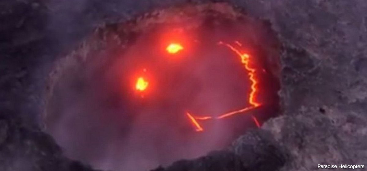 When nature puts on a happy face: Hawaiian volcano erupts into smile