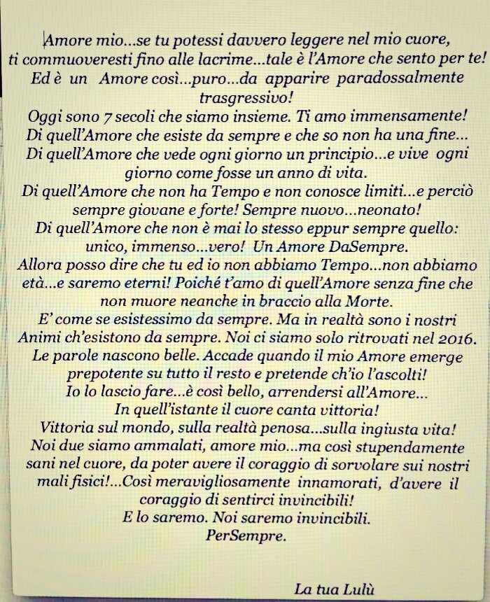 Tania Fiorenza Sono Commossa Un Dichiarazione D Amore Bellissima E Struggente Viviti Questo Amore In Pieno Il Mioprincipeeaccanto A Me Da32a