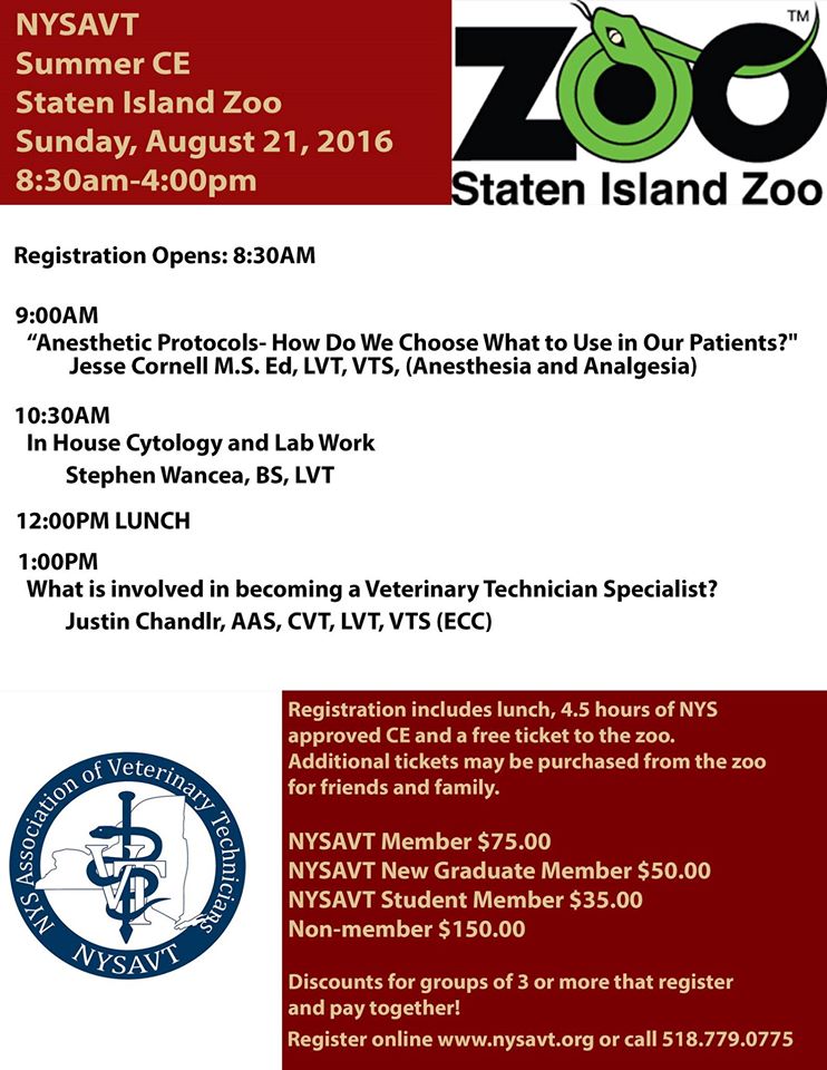 NYSAVT (@nyslvts) on Twitter photo @YonkersAnimal1 We'd love to invite your #veterinarytechnicians to our #CE #seminar hosted by <a href="/StatenIslandZoo/">StatenIslandZoo</a> @YonkersAnimal1 We'd love to invite your #veterinarytechnicians to our #CE #seminar hosted by <a href="/StatenIslandZoo/">StatenIslandZoo</a>