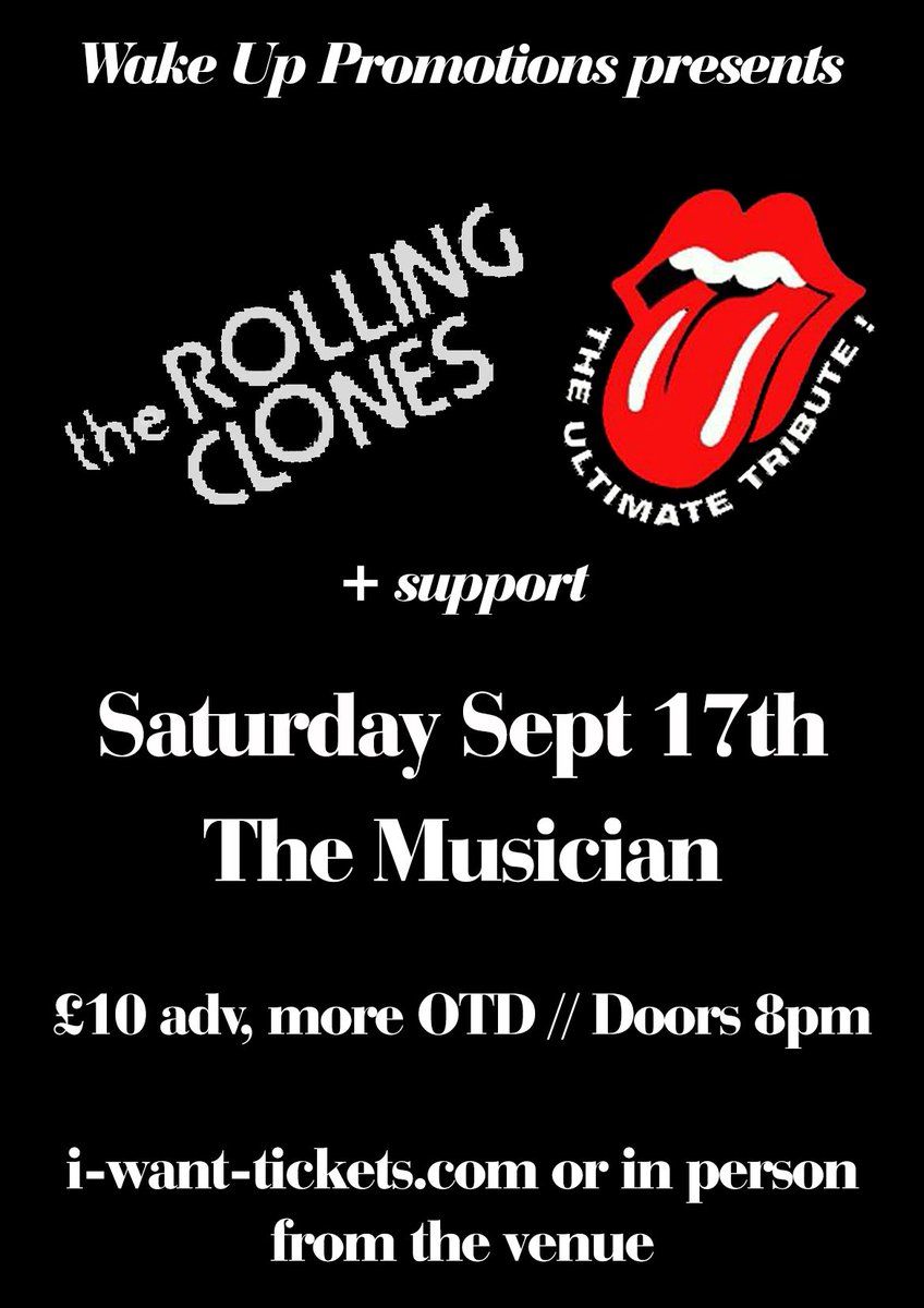 wakeuppromotion's tweet photo. THE ROLLING CLONES at @MusicianVenue SSatept 17th plus @ibiscoband. advance tickets - https://t.co/DGzMNKb1wI https://t.co/erIJnaoke8