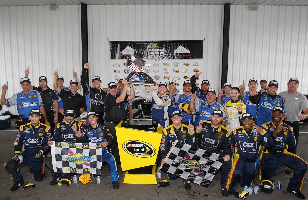 NASCAR's tweet photo. Recap: @Chris_Buescher wins his first-ever Sprint Cup Series race at @poconoraceway: https://t.co/dWRCVEmQFI https://t.co/LPeJvislkg